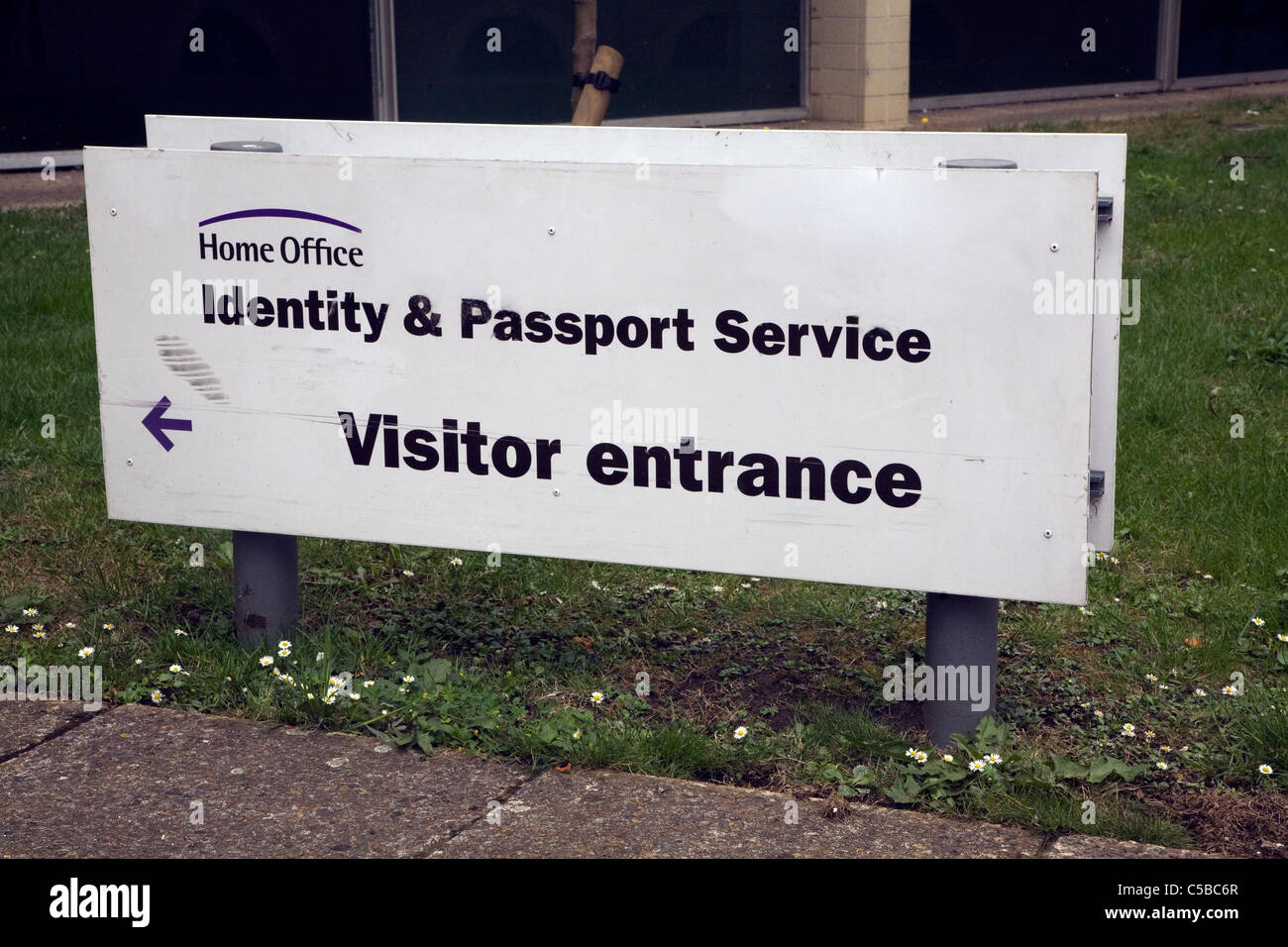 Home Office-Identität und Pass-Service Besucher Eintritt Zeichen, Norwich, England Stockfoto