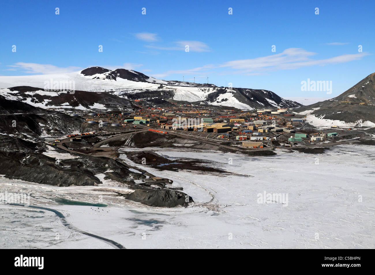 McMurdo Station United States Antarctic Program am Hut Point Ross Insel McMurdo-Sund Antarktis Stockfoto