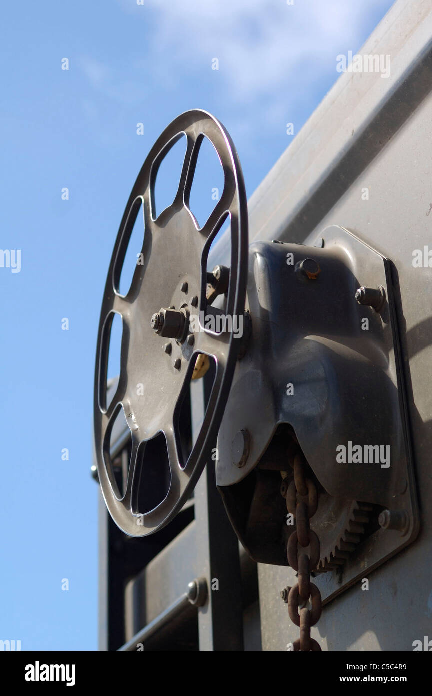 Ein Handle auf einen Waggon, die Schiebetüren auf das Auto zu öffnen. Stockfoto