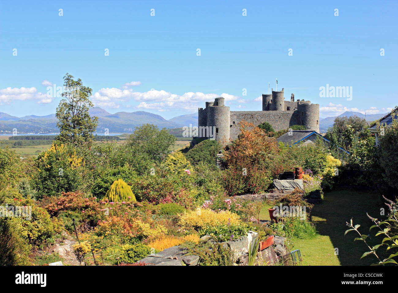 Harlech Castle, befindet sich in Harlech, Gwynedd, Wales UK. Im 13. Jahrhundert erbaut. Stockfoto