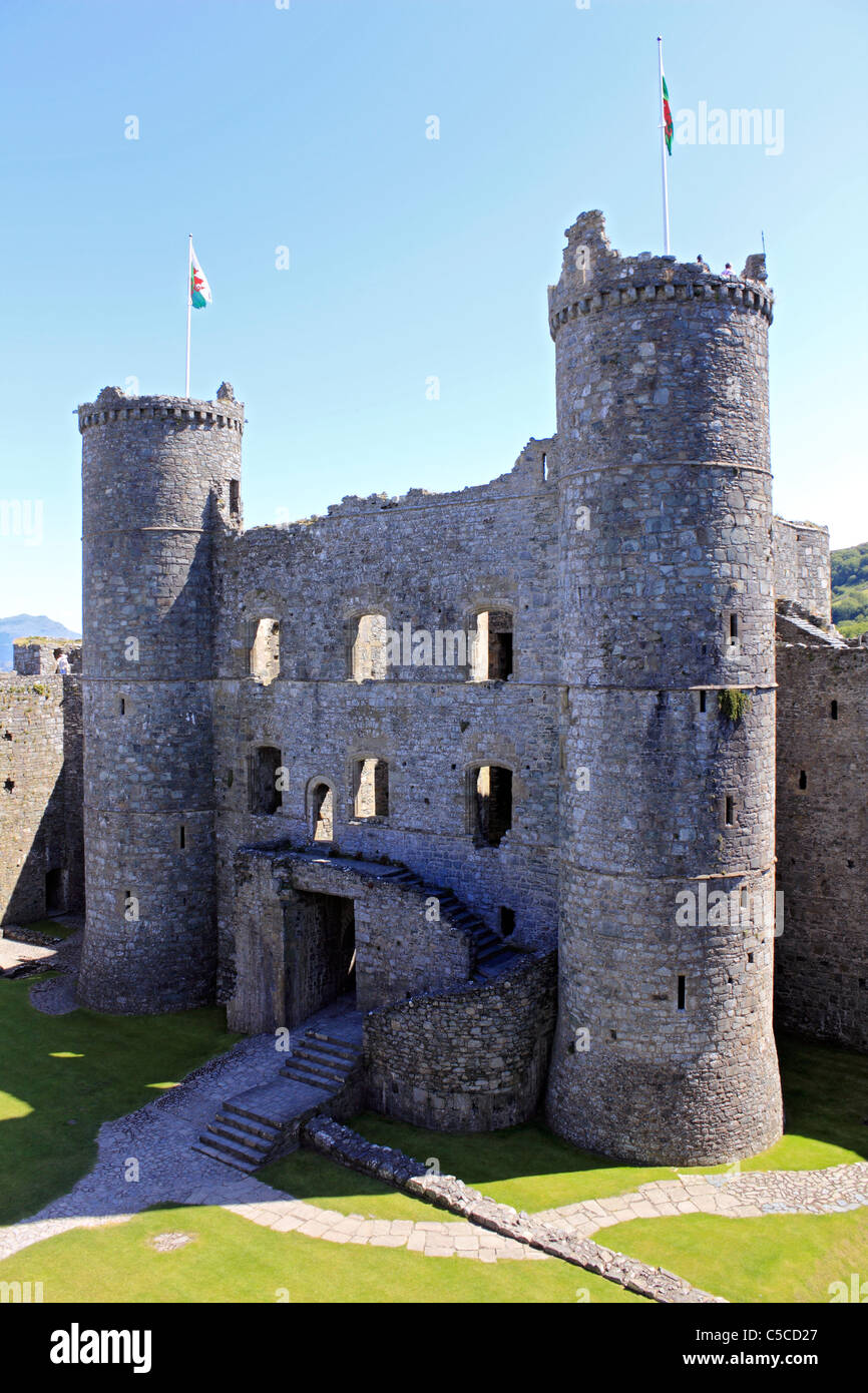 Harlech Castle, befindet sich in Harlech, Gwynedd, Wales UK. Im 13. Jahrhundert erbaut. Stockfoto