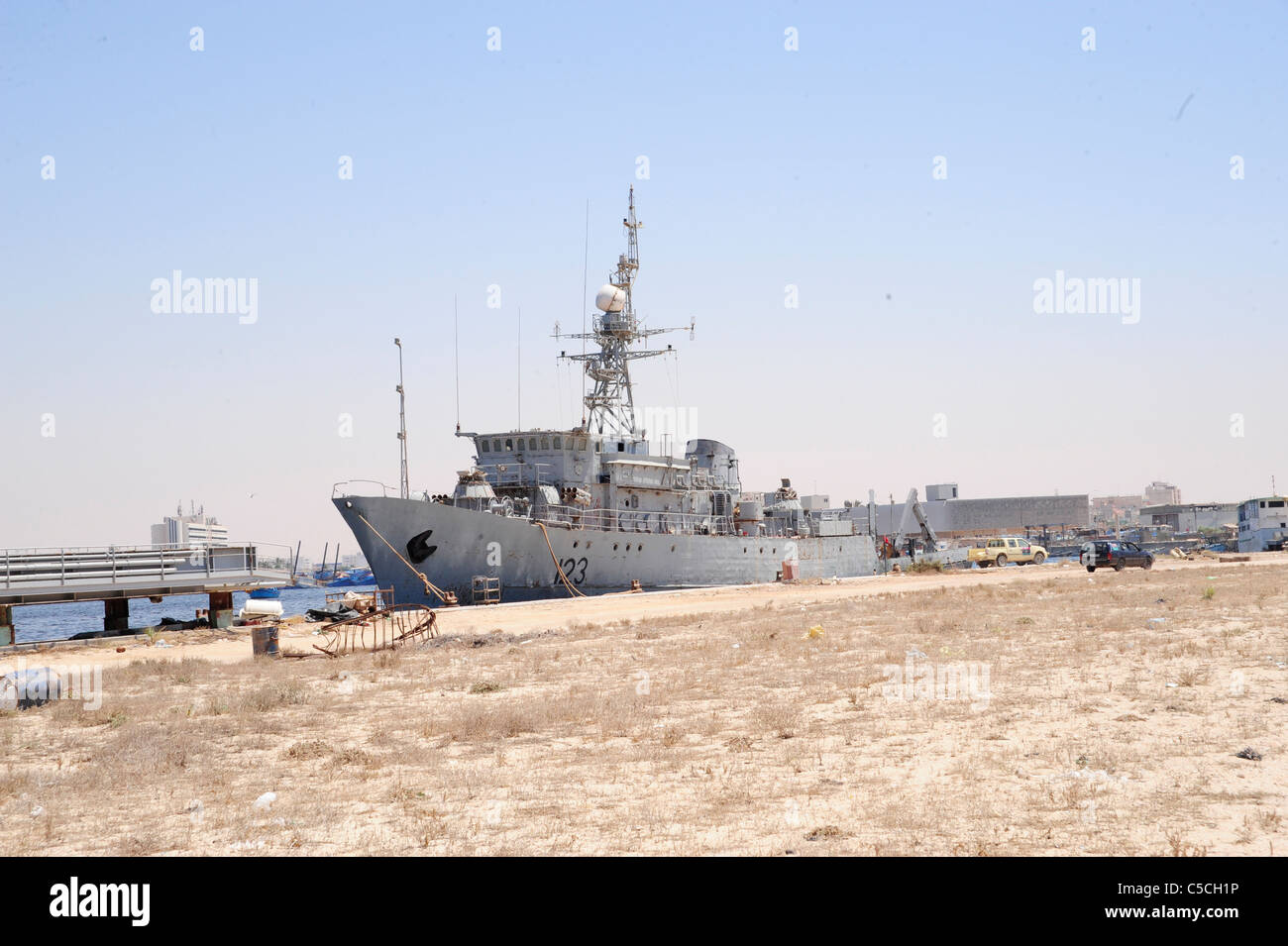 FREGATTEN der KONI-Klasse Al Gorthabyah von Libyen Rumpf Nr. 213 in Benghazi, Libyen Stockfoto
