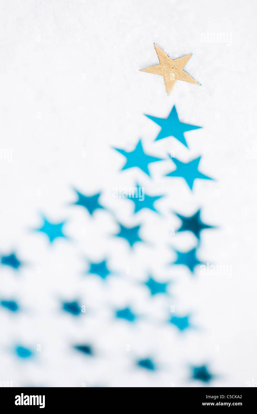 Sternschnuppen auf Schnee Muster Stockfoto