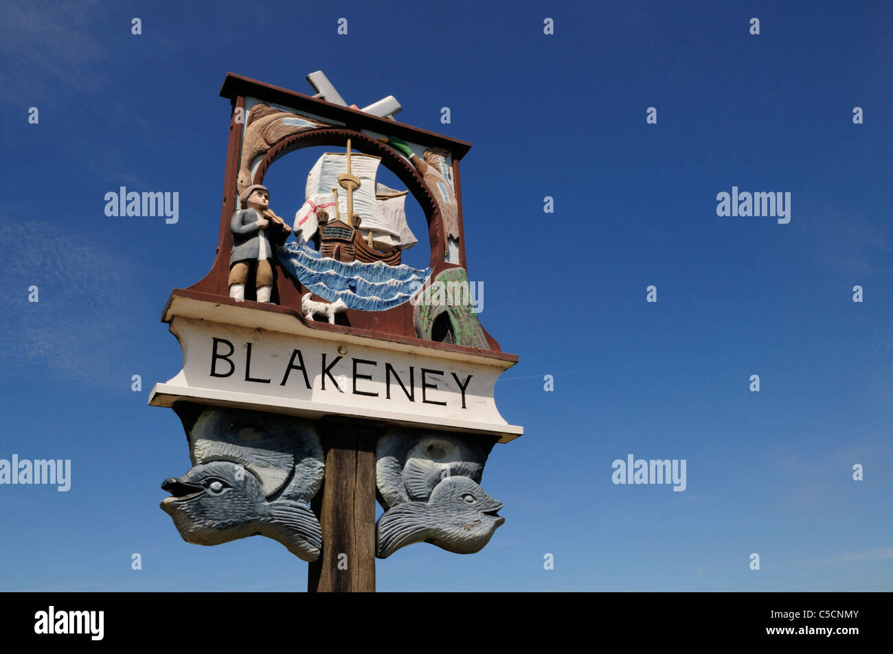 Blakeney Village Zeichen, Norfolk, England, UK Stockfoto