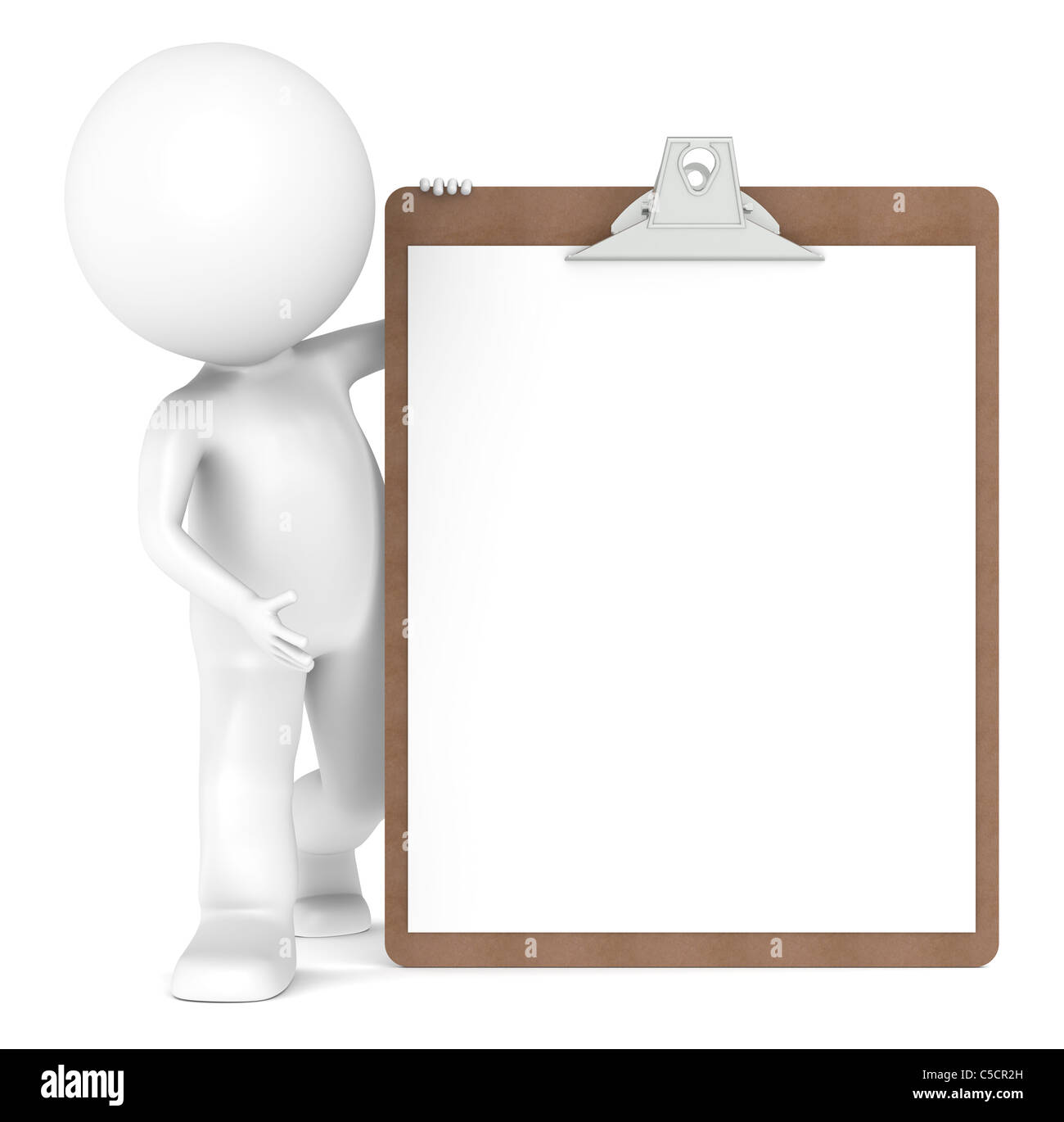 3D wenig menschlichen Charakter mit einem Klemmbrett Stockfoto