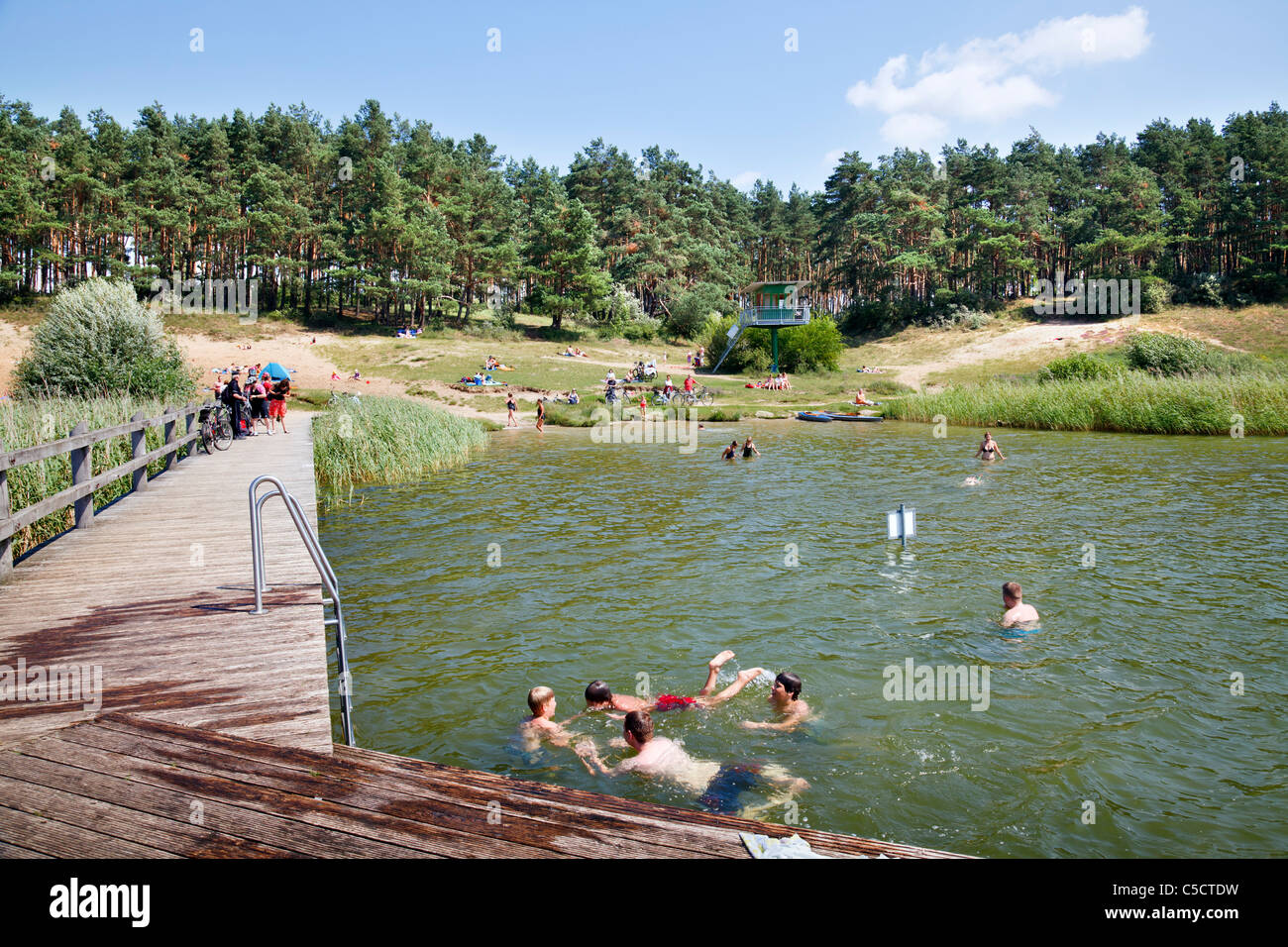 Strandbad am Feisnecksee, Waren, Müritz, Mecklenburg-Vorpommern, Deutschland Stockfoto