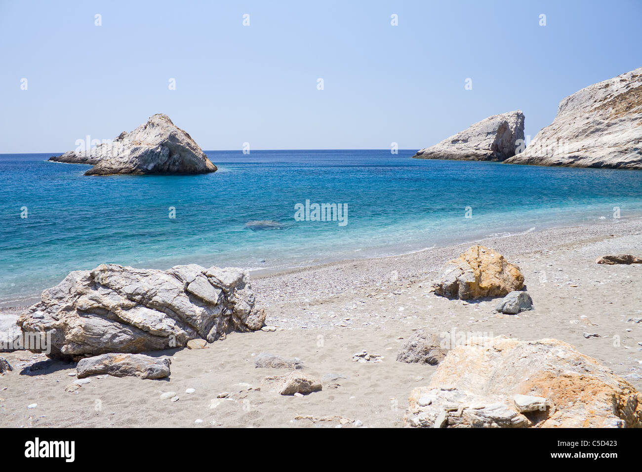 Die entfernten Katergo Strand, Insel Folegandros, Griechenland Stockfoto