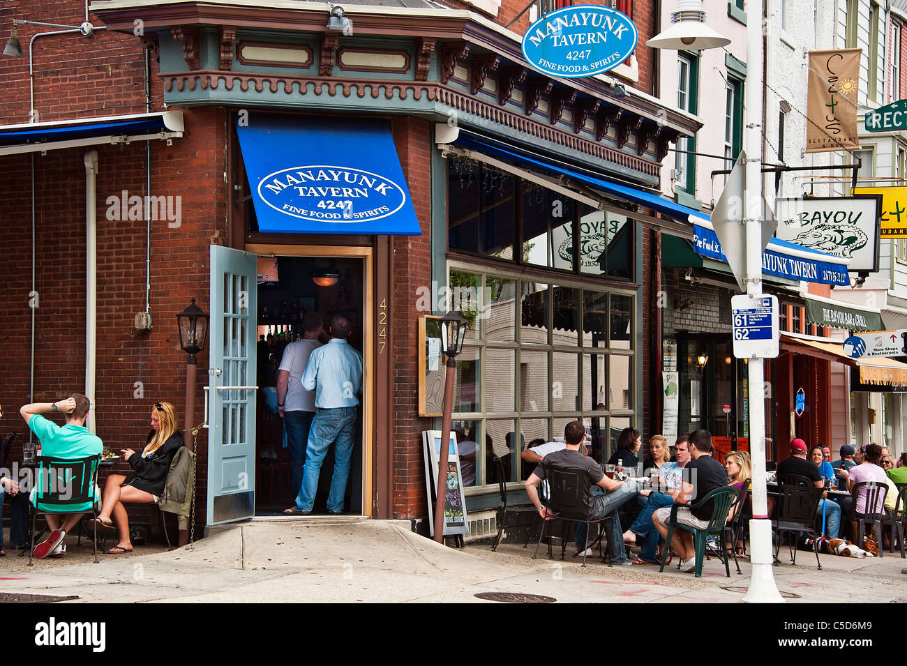 Wirtshaus Café, Manayunk, PA, Pennsylvania, USA Stockfoto