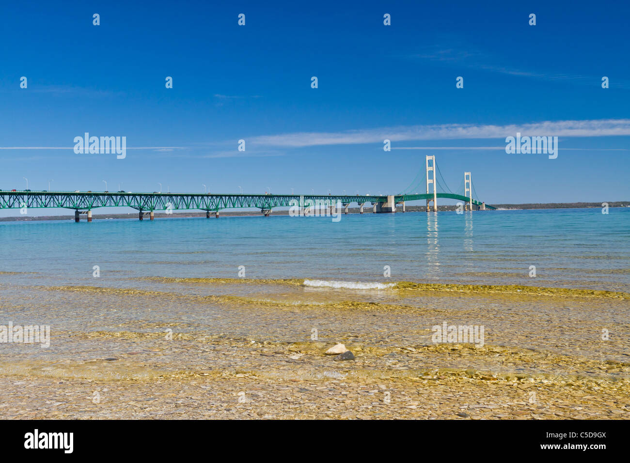 Die Mackinac Brücke über die Straits of Mackinac, Michigan, USA. Stockfoto