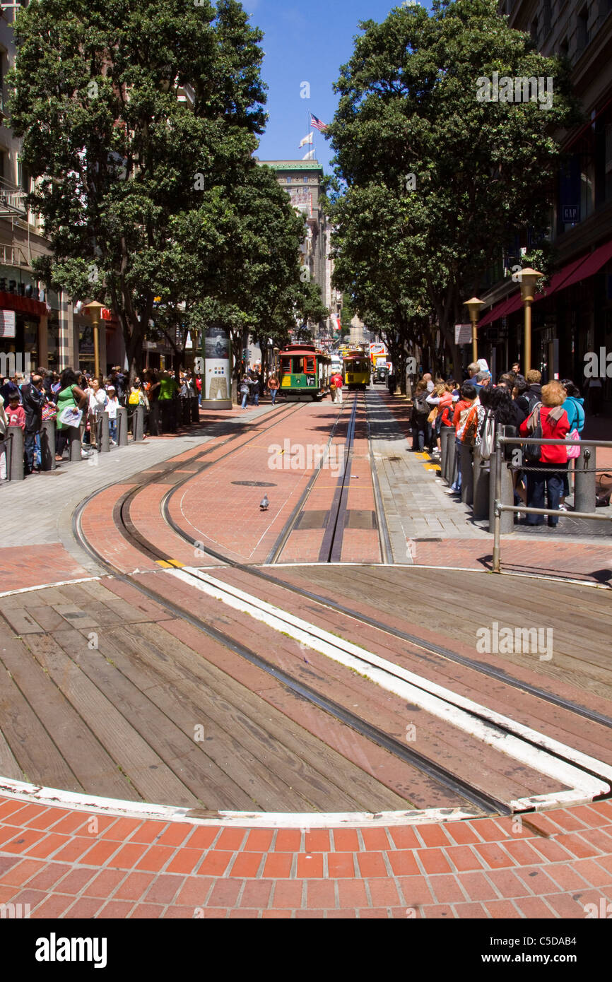 San Francisco Trolley Turn around Stockfoto