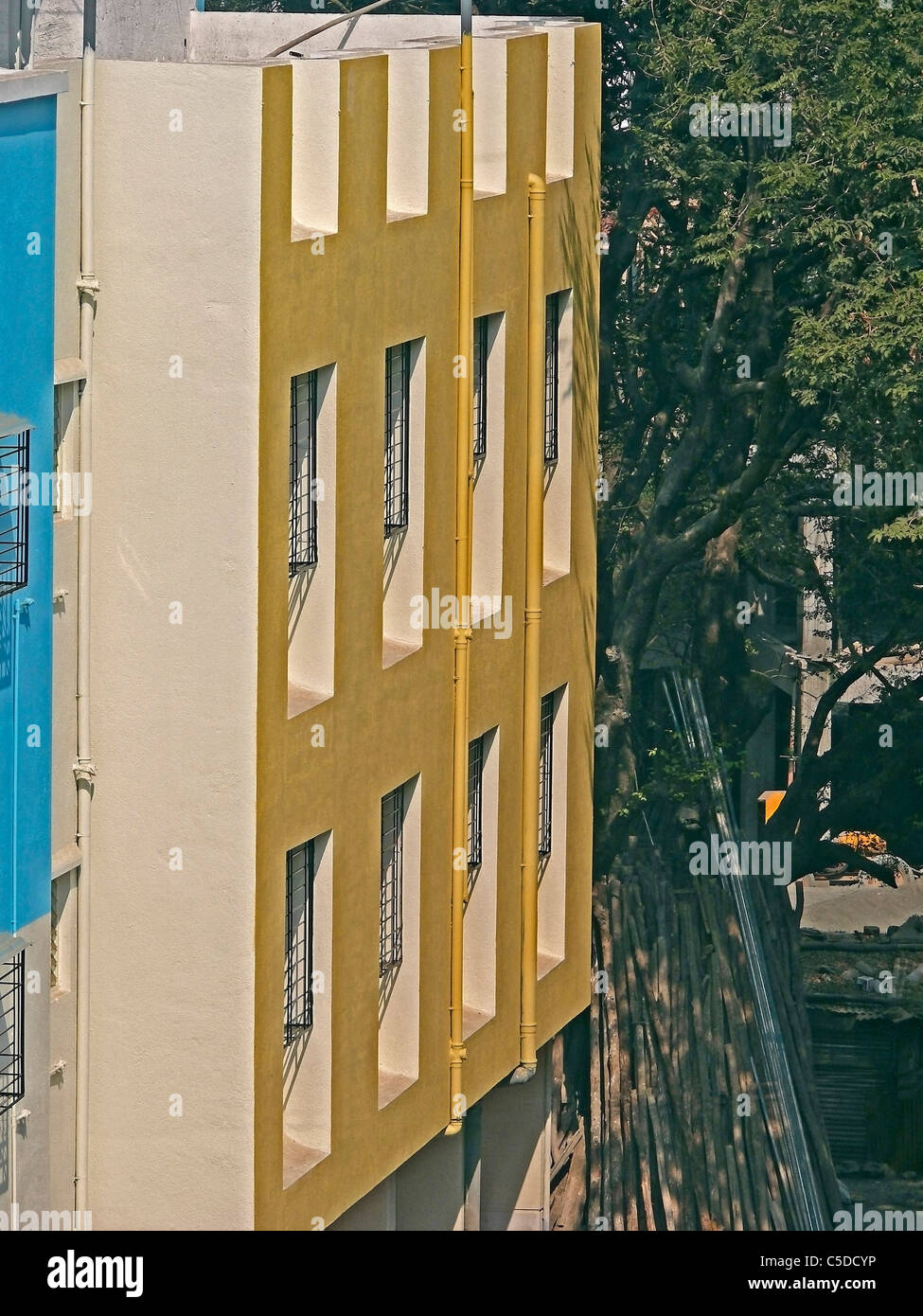 Nahaufnahme eines neu errichteten Gebäudes Stockfoto