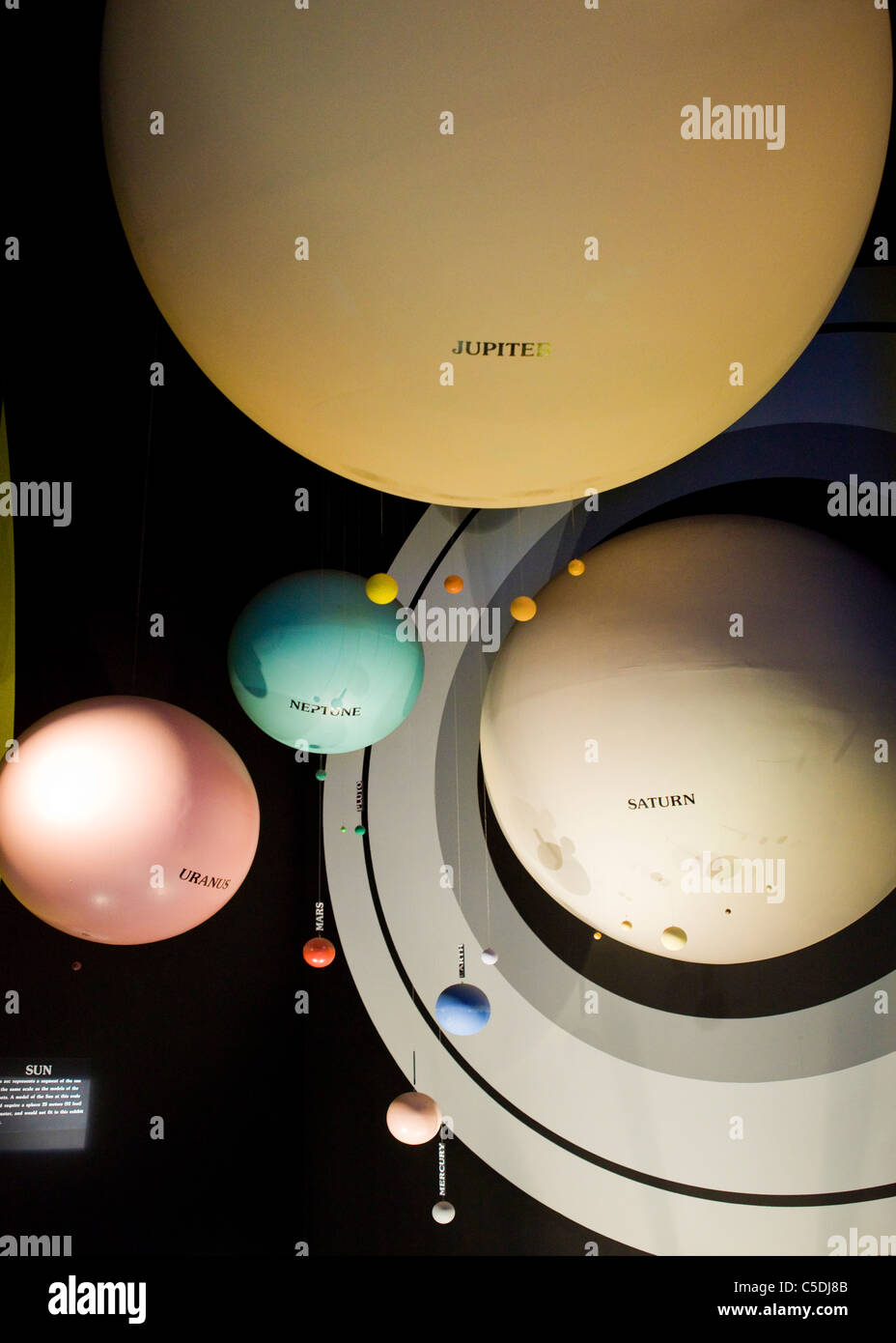 Museumsausstellung von neun Planeten des Sonnensystems Stockfoto