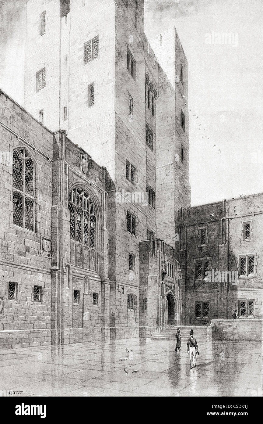 Innenhof der Unternehmenszentrale der Post in The United States Military Academy, West Point, New York, Amerika, Anfang des 20. Jahrhunderts Stockfoto