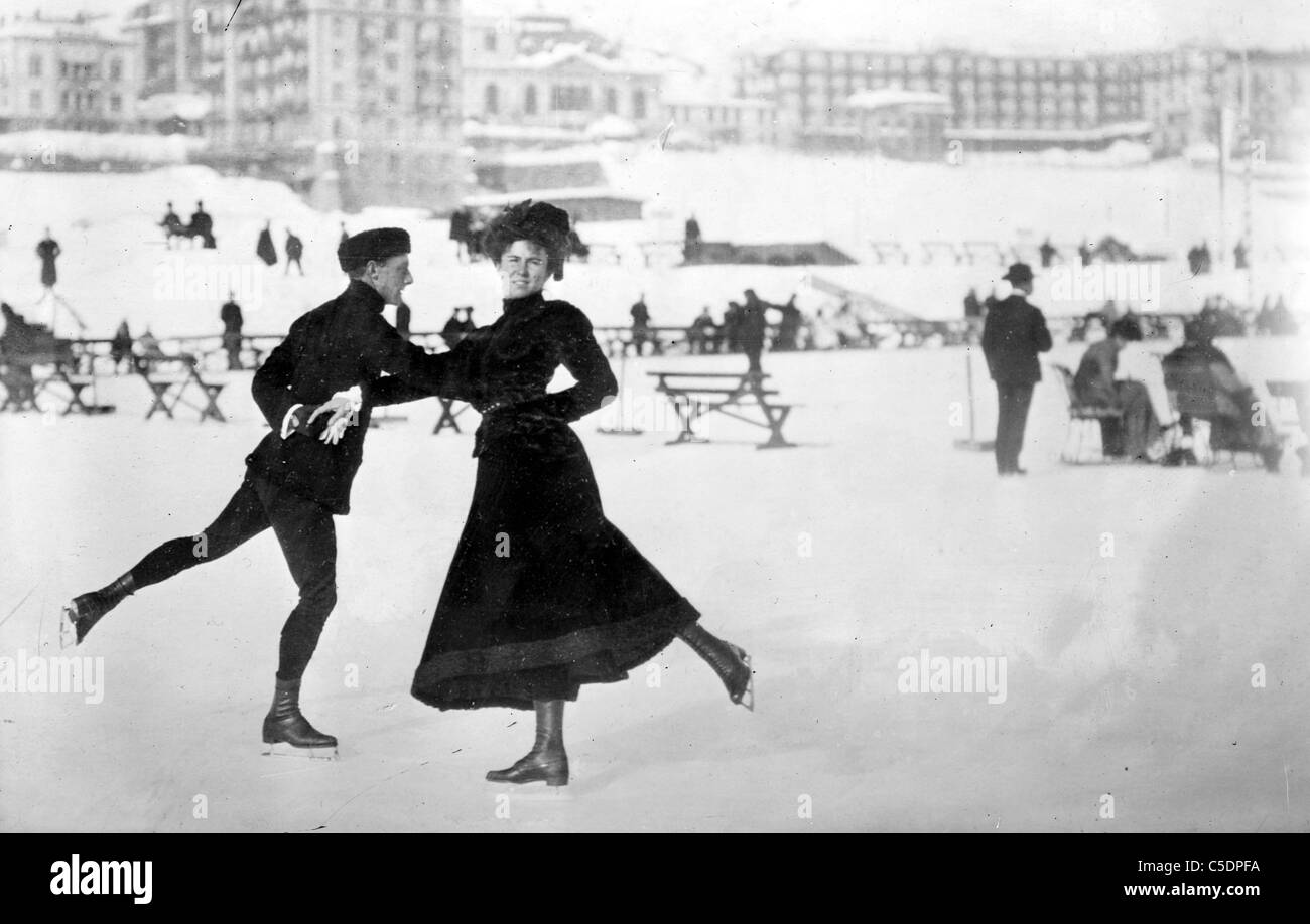Phyllis Johnson und James H. Johnson, Mr. und Mrs. Johnson von England - Meister in "Paare" in Davos, Schweiz Stockfoto