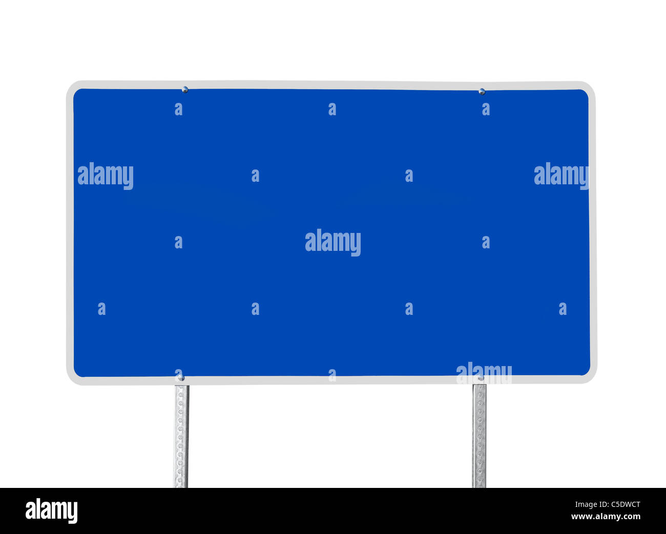 Große leere blaue Straßenschild isoliert auf weiss. Stockfoto