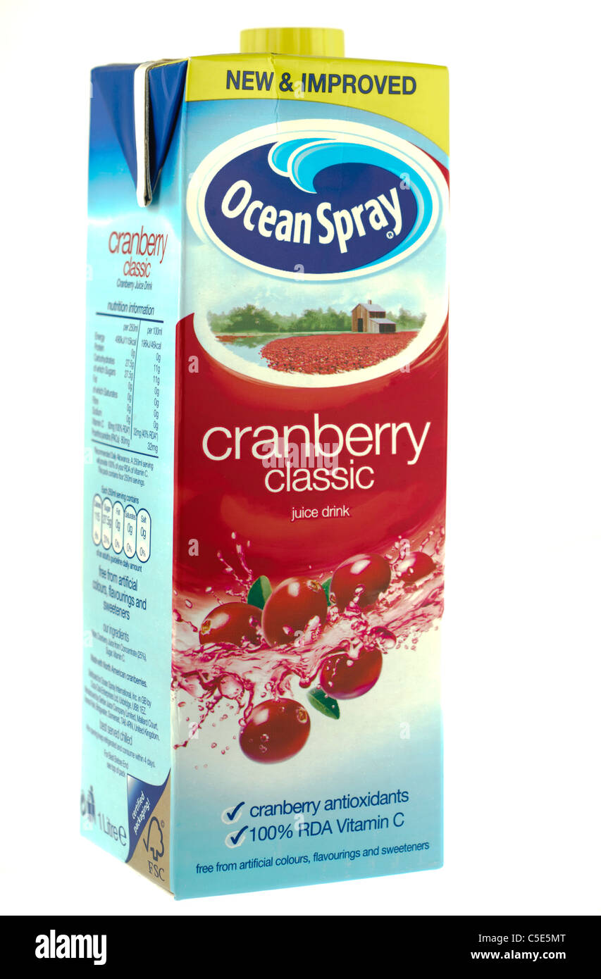 Ein Liter Karton von Ocean Spray Cranberry classic Saft trinken Stockfoto