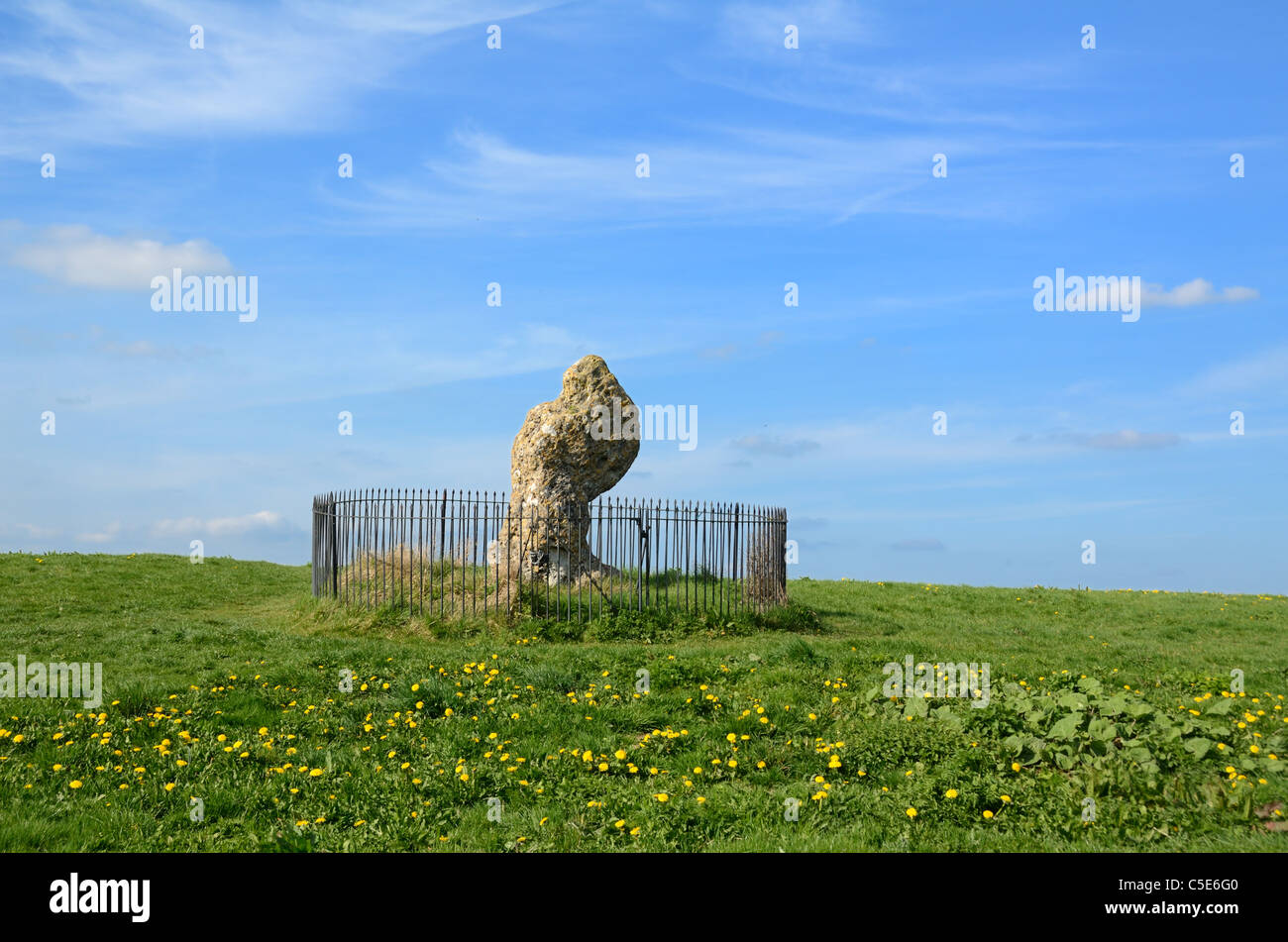Der King Stone oder King's Stone, ein Megalithmonument (1800-1500BC) & Bronze Age Cemetery Marker, Rollright Stones, Warwickshire, England Stockfoto