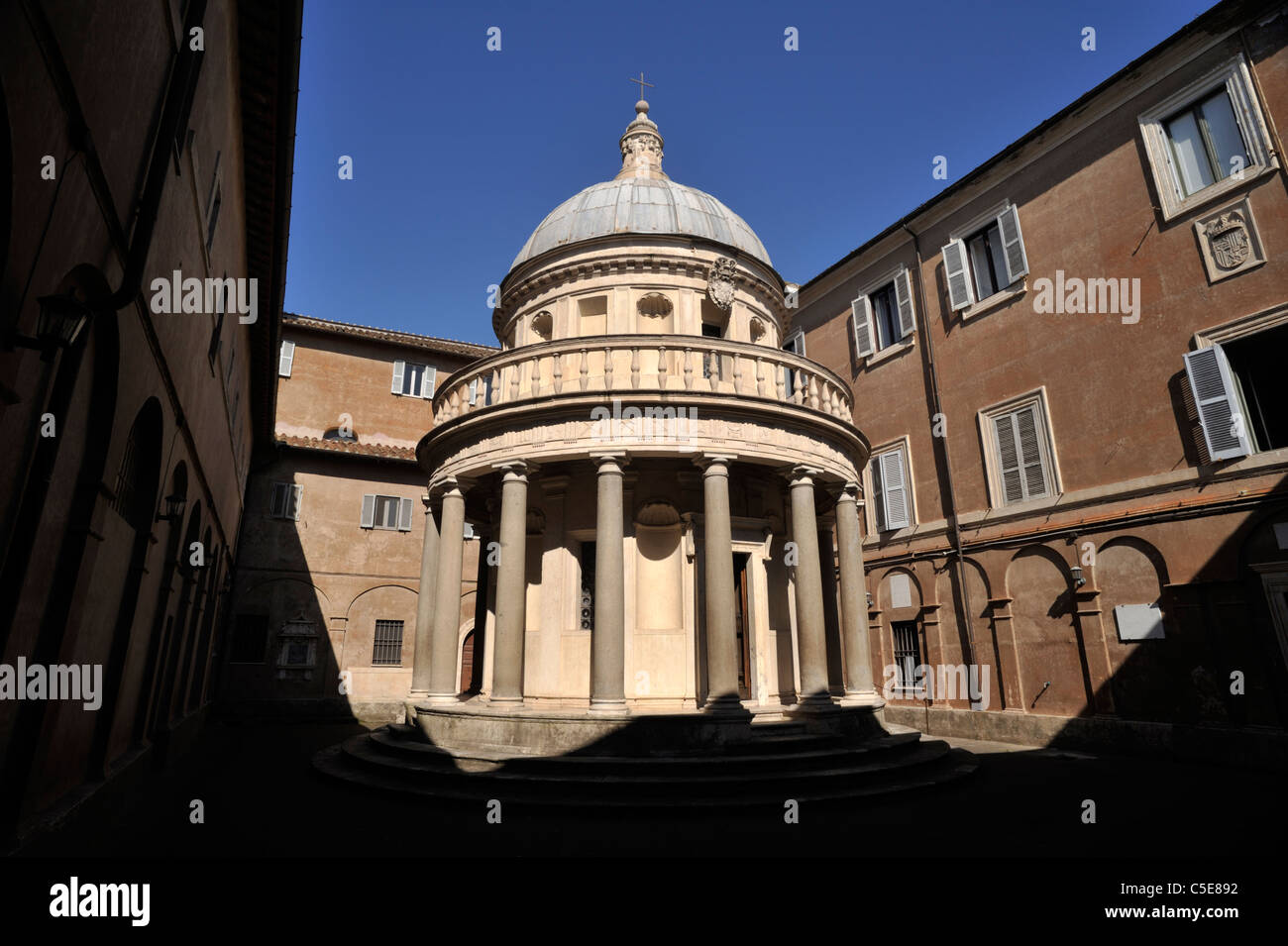 Italien, Rom, Komplex von San Pietro in Montorio, Tempel Tempietto del Bramante, Renaissance-Architektur Stockfoto