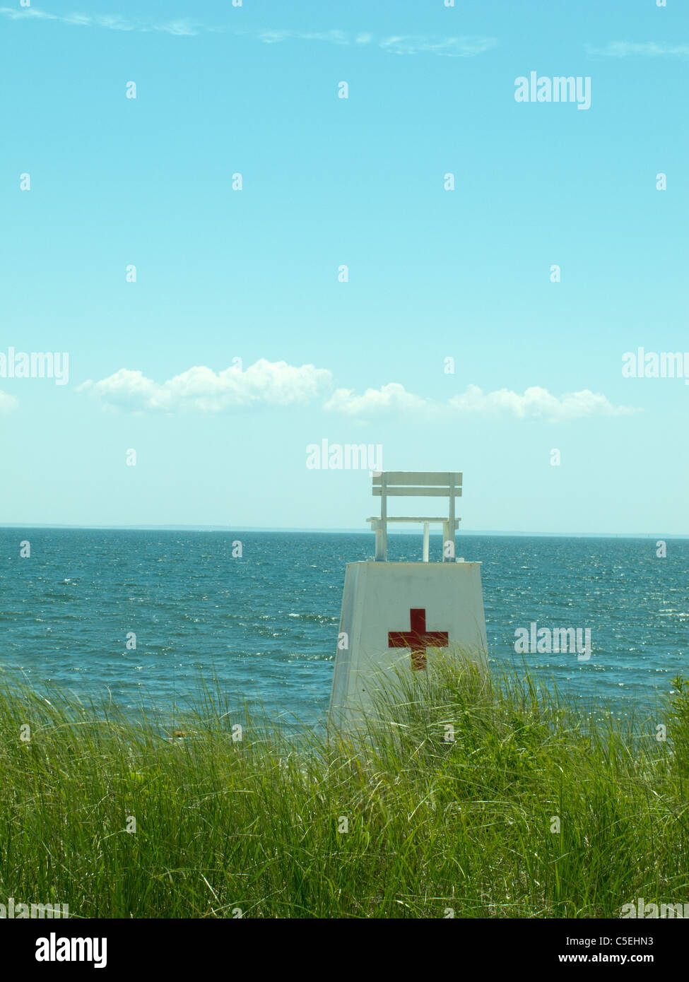 Stand der Rettungsschwimmer am Strand Stockfoto