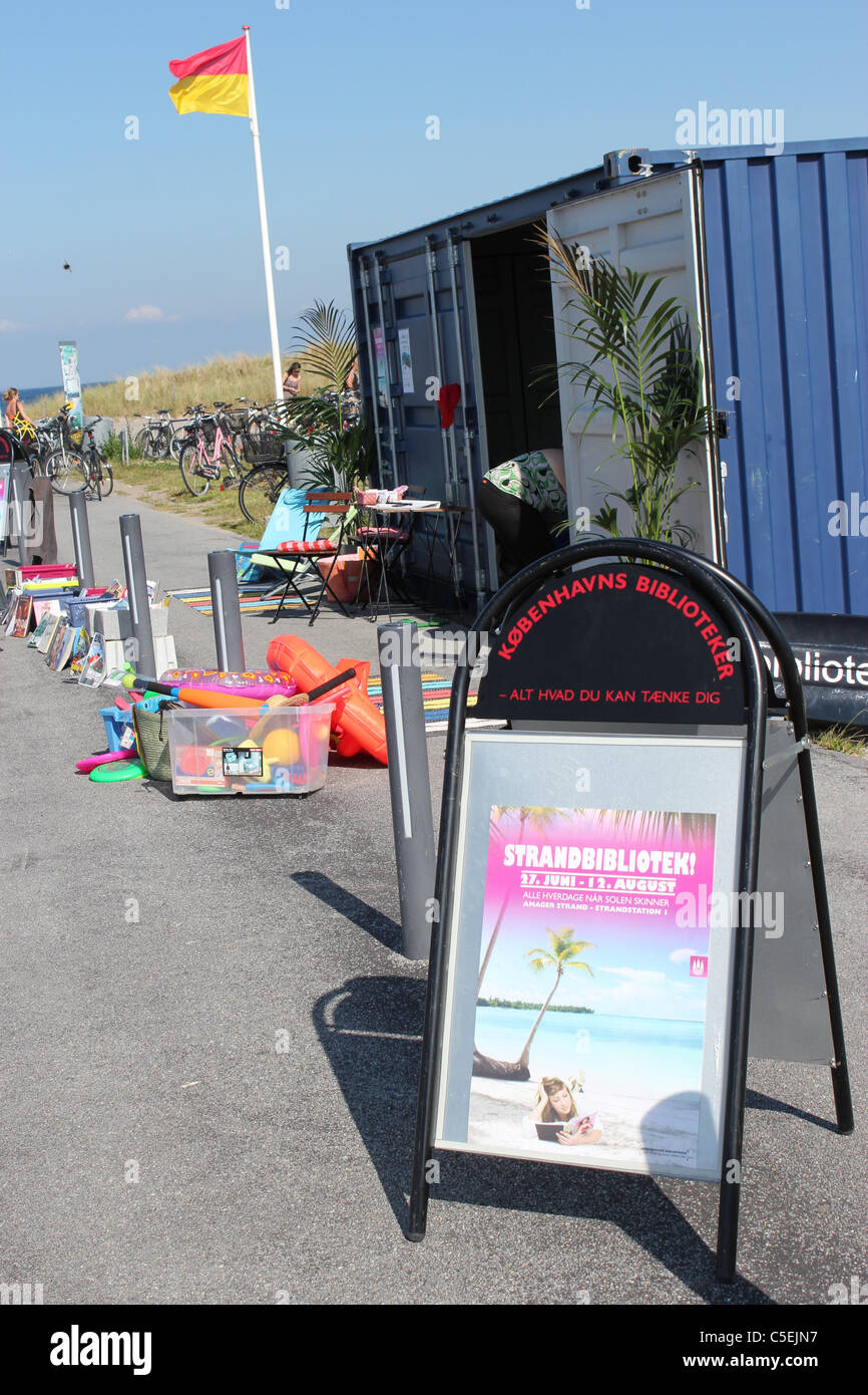 Beach-Bibliothek auf Amager Strandpark, Kopenhagen, Dänemark Stockfoto