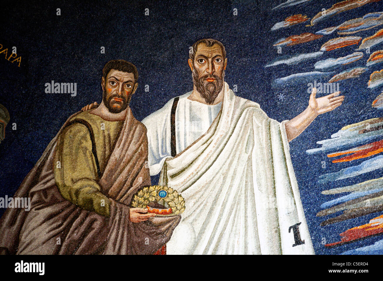 Kirche St. Cosma e Damiano, Mosaiken (536), Rom, Italien Stockfoto