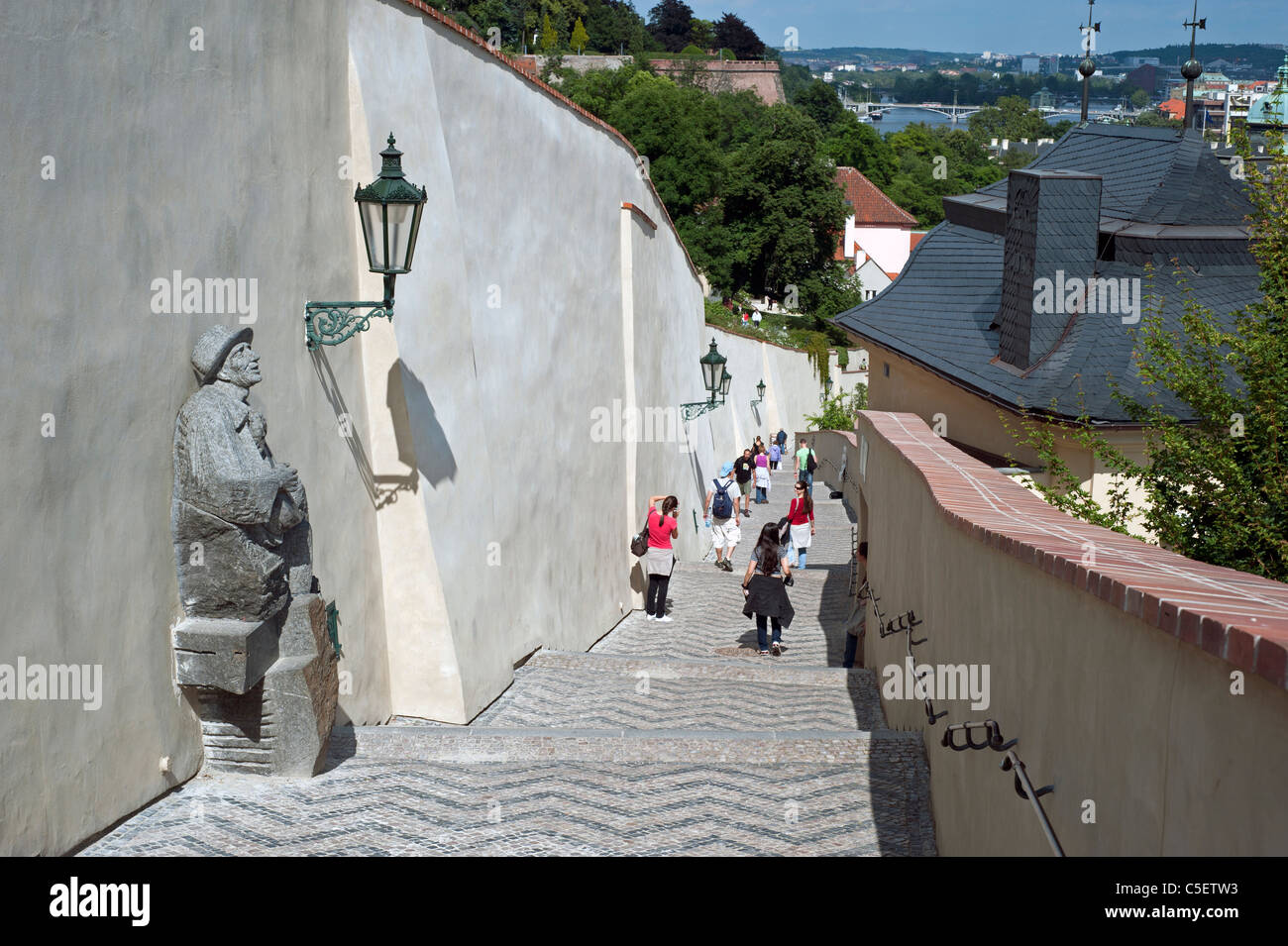 Prag - alte Schlossstiege am Lesser Town, Tschechische Republik Stockfoto