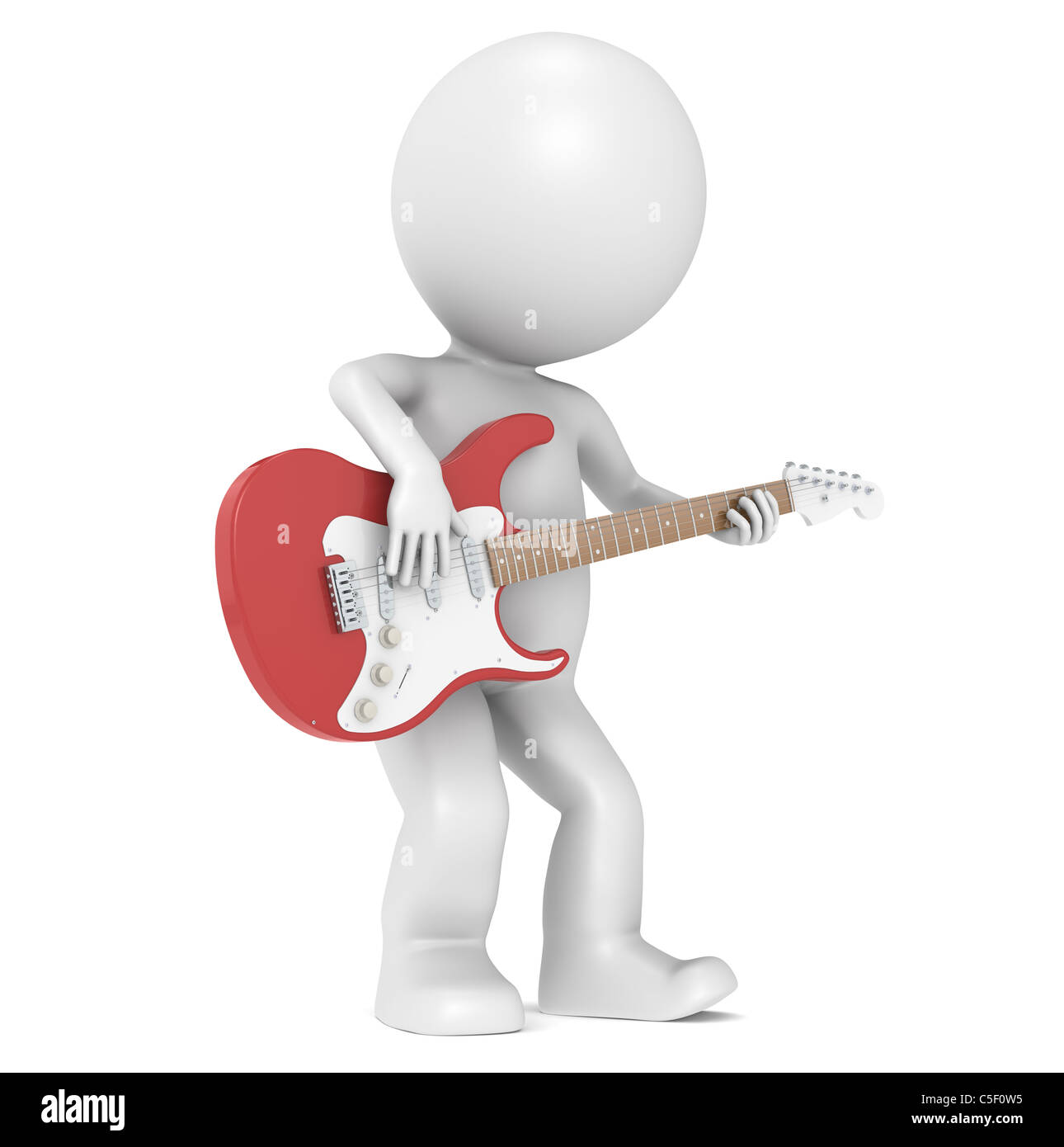 3D wenig menschlichen Charakter auf eine e-Gitarre spielen Stockfoto