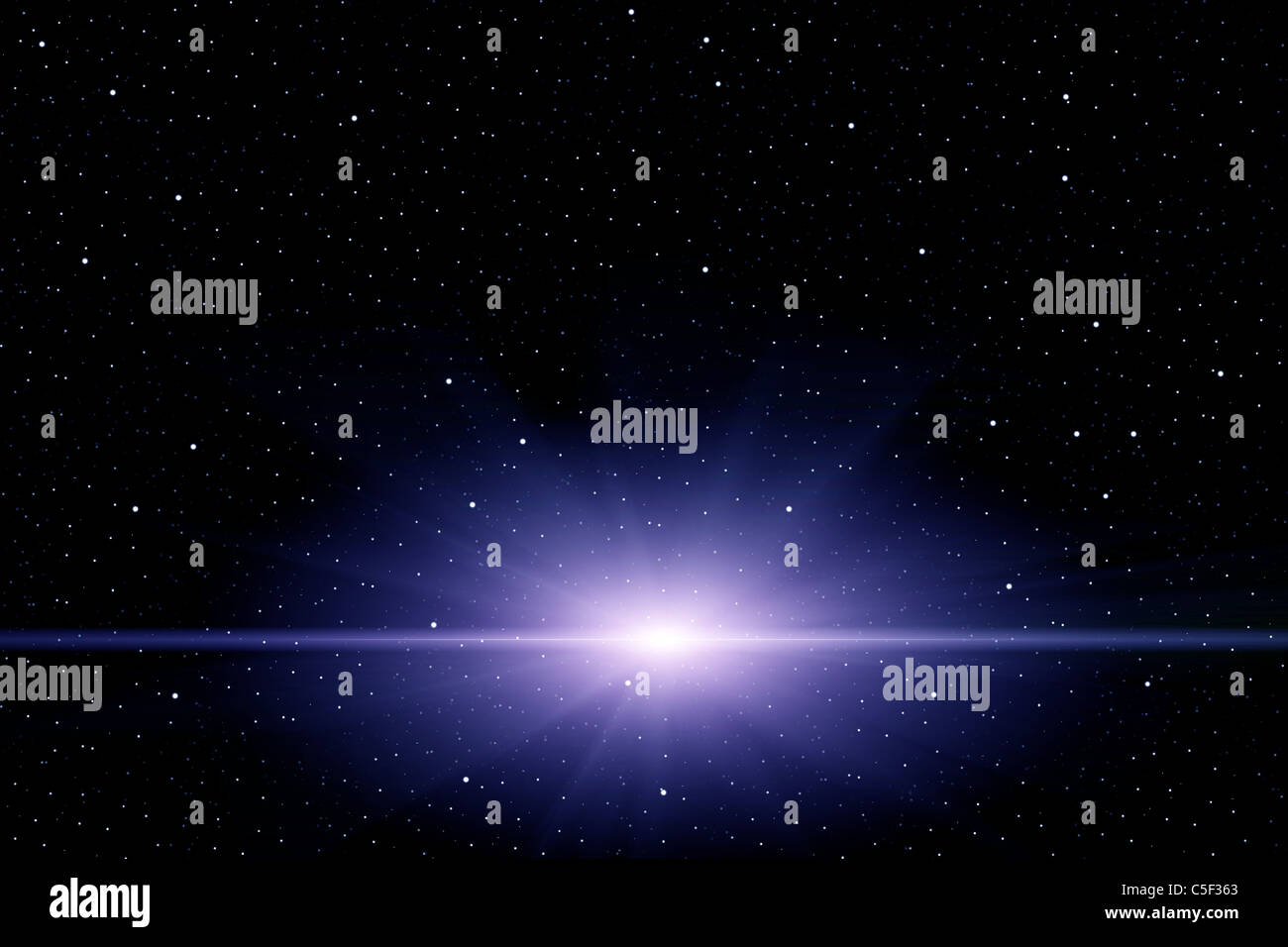 Sterne-Burst im Raum mit Sternenhimmel Hintergrund. Stockfoto