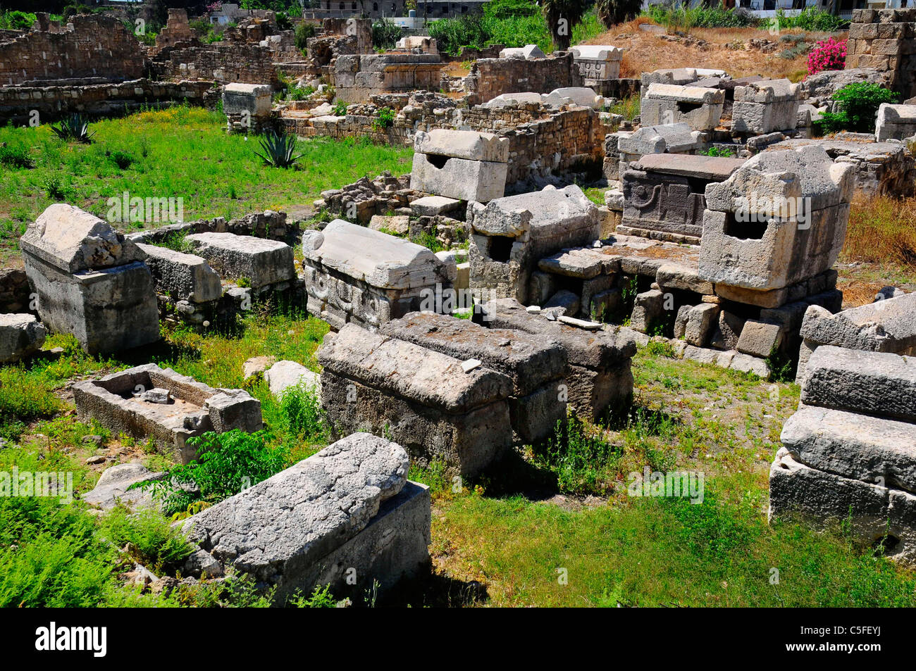 Nekropole von Tyrus (sauer), UNESCO-Weltkulturerbe. Libanon. Stockfoto