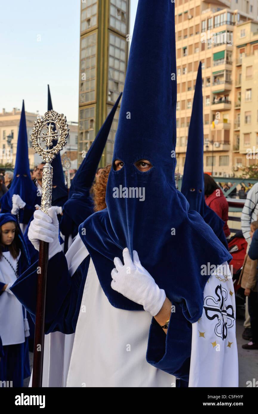 Prozession in der Semana Santa (Karwoche) in Malaga, Andalusien, Spanien Stockfoto
