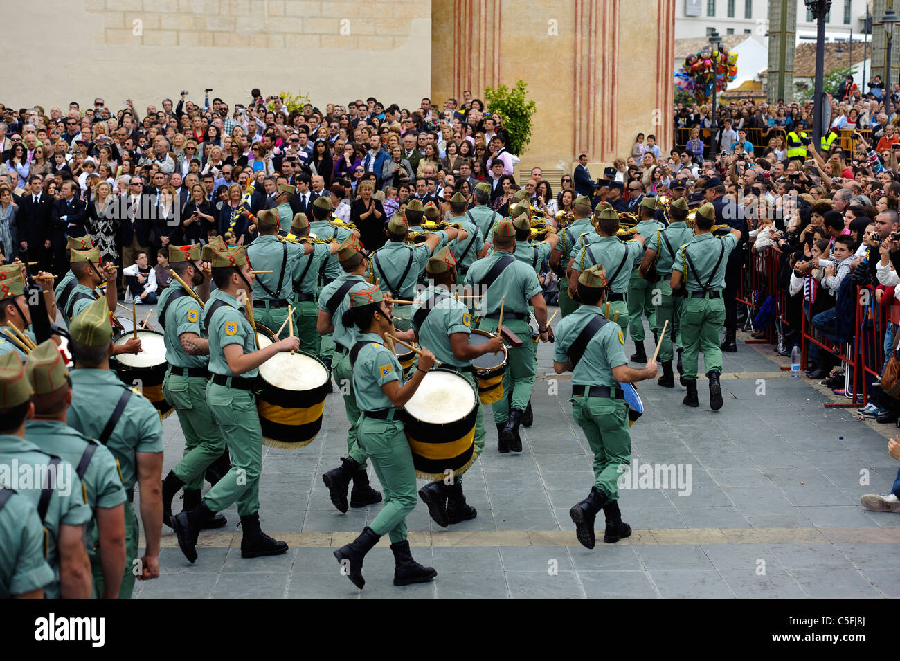 Soldaten der Fremdenlegion in Prozession der Semana Santa (Karwoche) in Malaga, Andalusien, Spanien Stockfoto