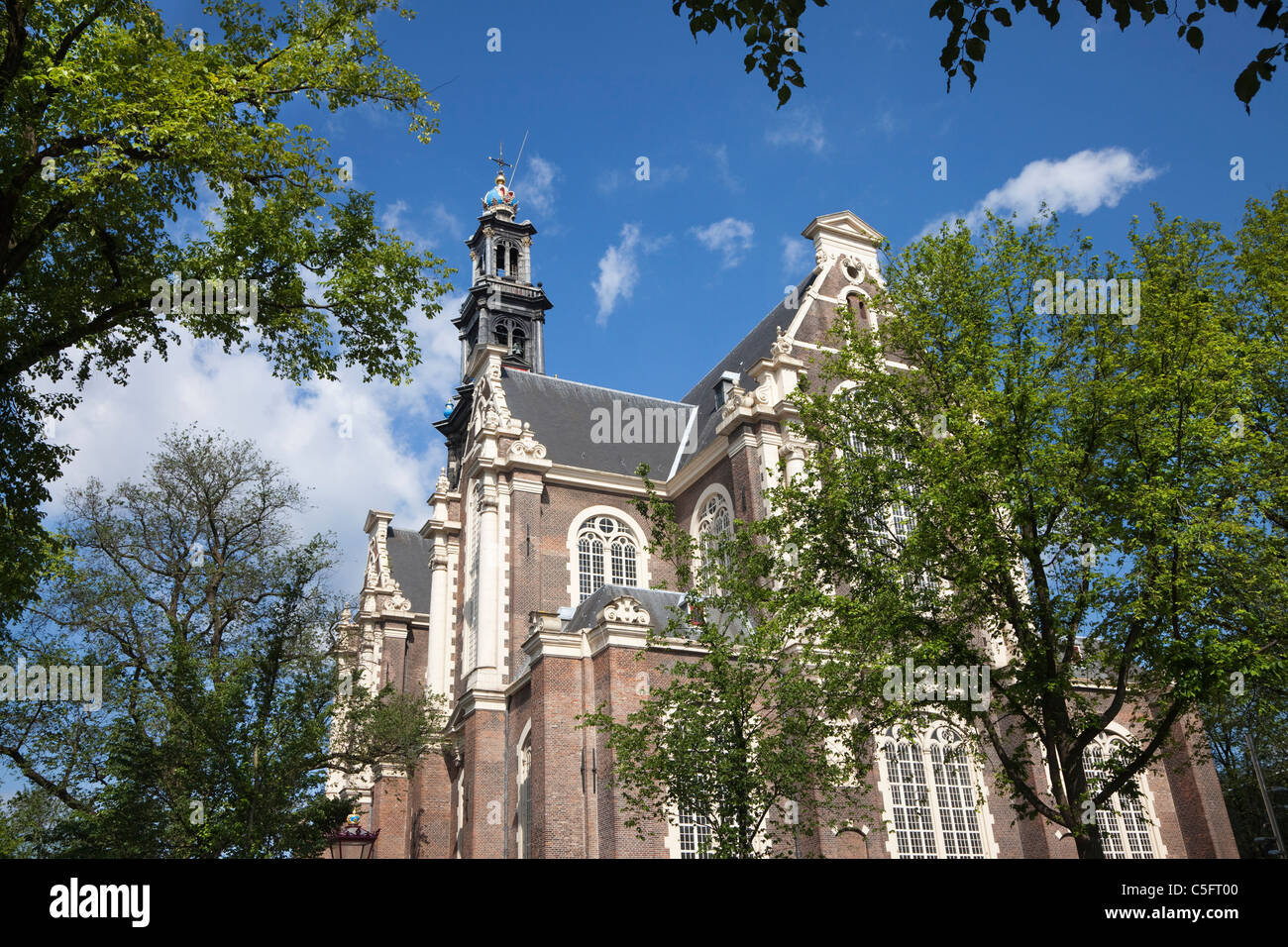 Glockenturm der Westerkerk Kirche im Prinsen Gracht, Amsterdam. Stockfoto