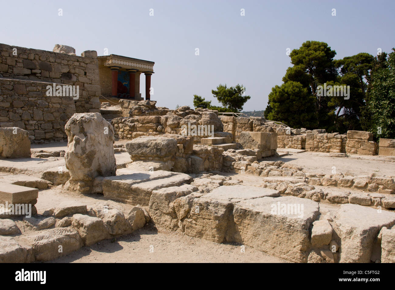 Die Ruinen des Palastes des minoischen König Minos und die Legende des Minotaurus. Knossos, Kreta, Griechenland. Stockfoto