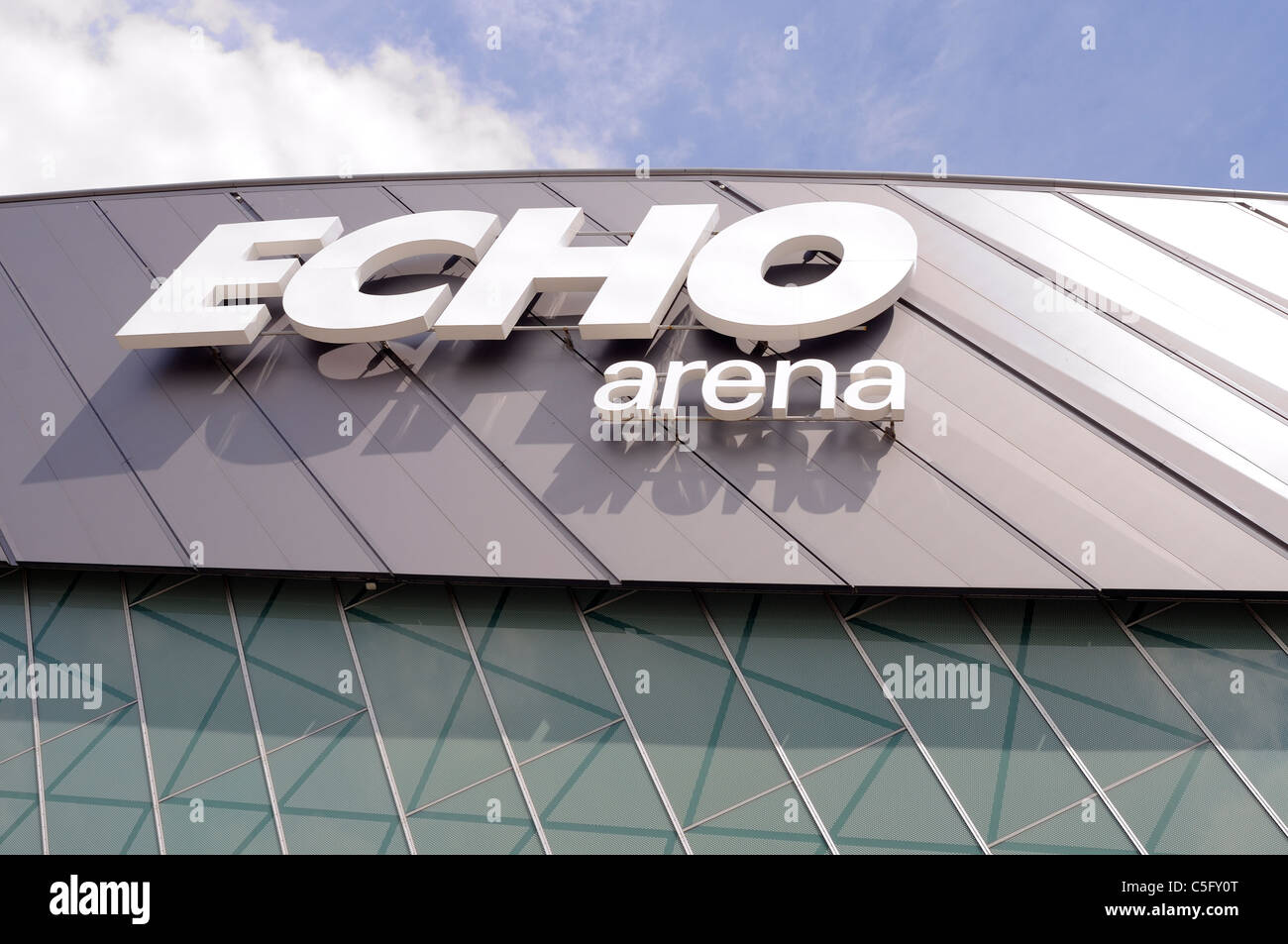 Das Schild an der neue Echo Arena In Liverpool England Stockfoto