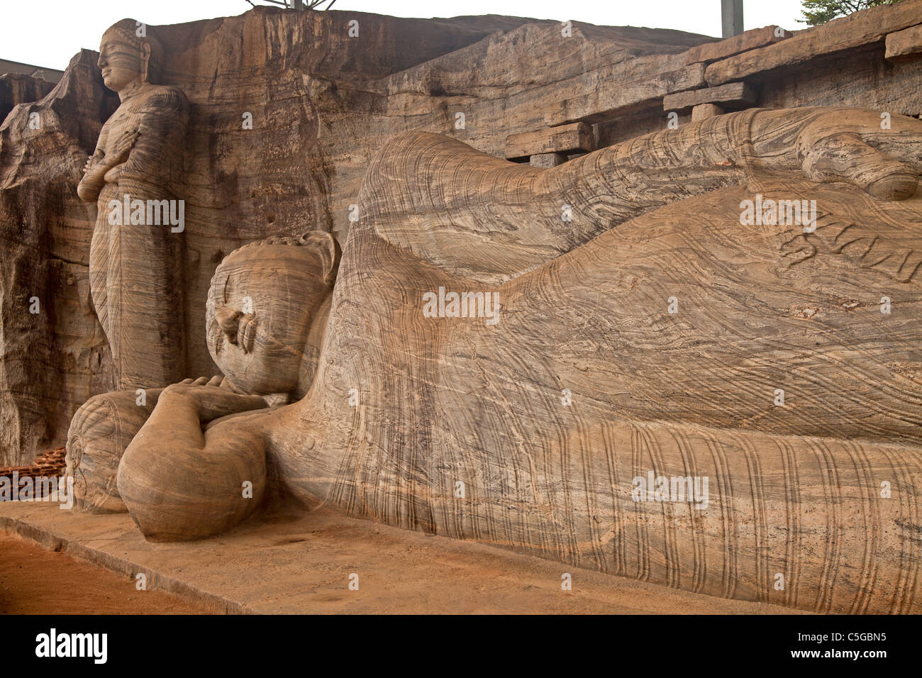 Historische Stein Buddha-Statue, Gal Vihara, Polonnaruwa, UNESCO-Weltkulturerbe, Sri Lanka, Asien Stockfoto