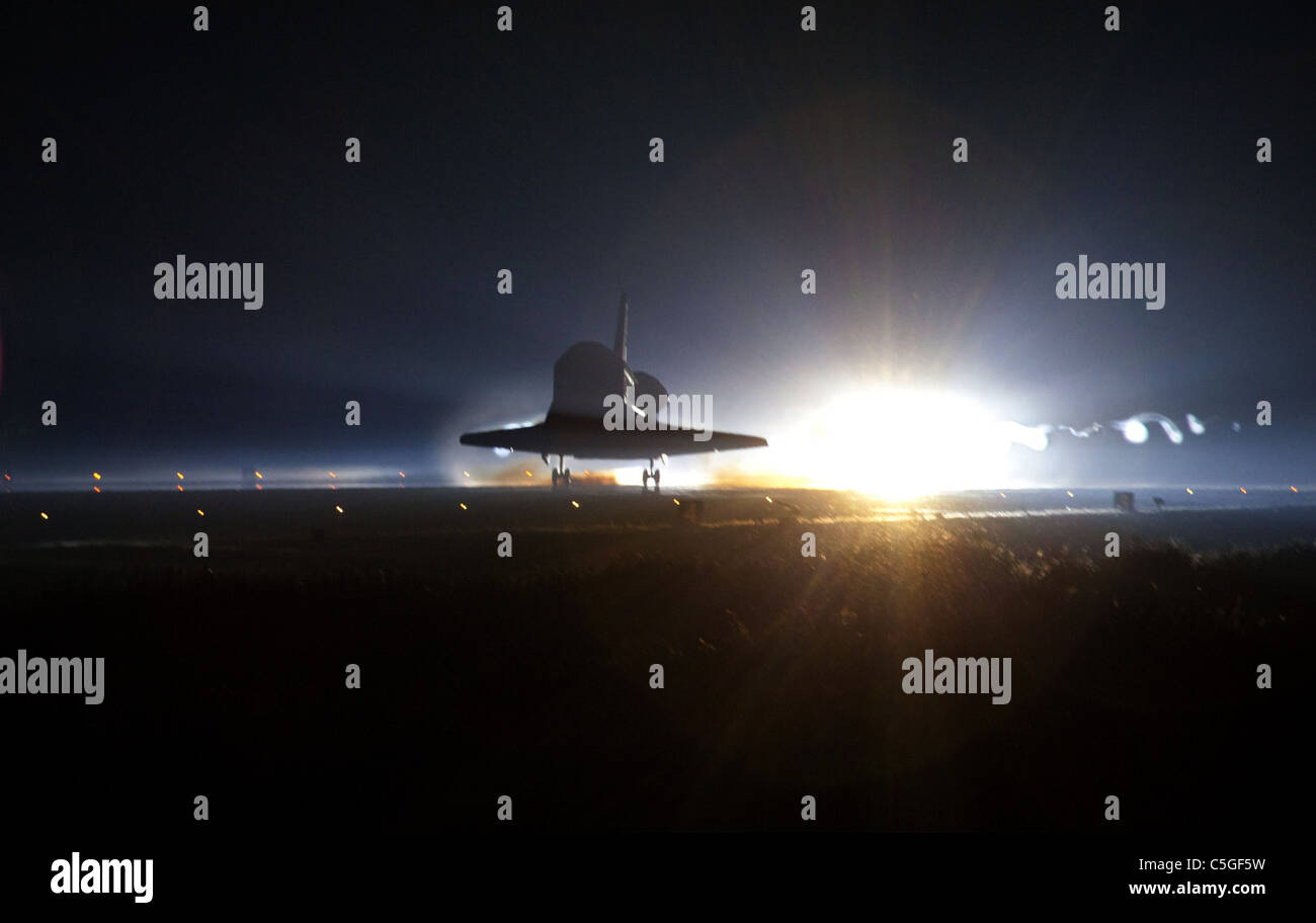 Letzte Space Shuttle Mission landet Atlantis am Kennedy Space Center Stockfoto