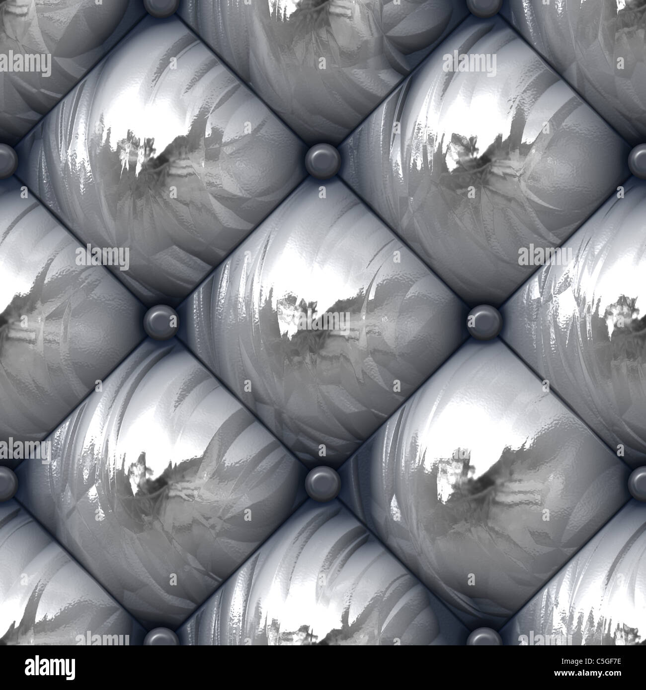 Eine 3D Darstellung der nahtlos patternable Silber gepolstert Polsterung Textur. Stockfoto