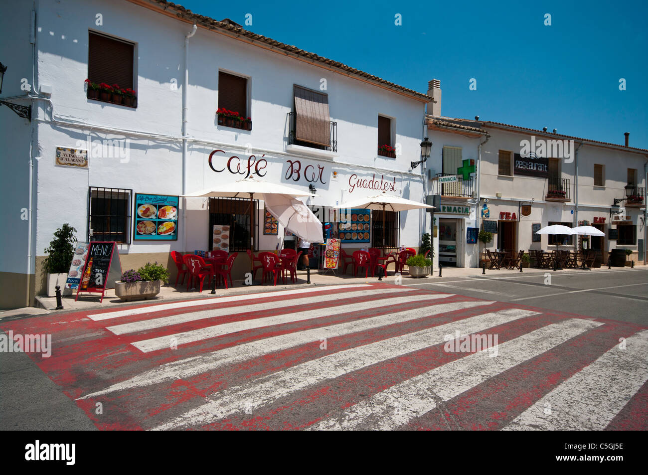 Straßenszene Guadalest Spanien Stockfoto