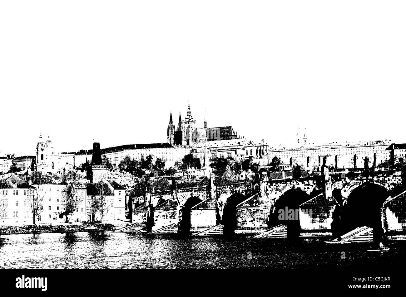 Prager Burg - geräumigen Wohn- und Festung Bereich dominant befindet sich oberhalb der Stadt Stockfoto