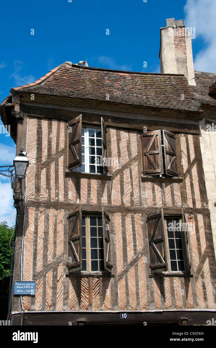 Schöne halbe Fachwerkhaus im alten Bergerac Dordogne Aquitanien Frankreich Stockfoto