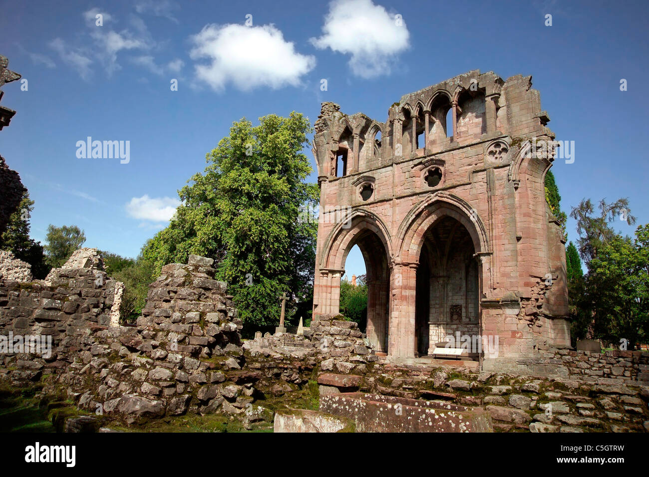 Dryburgh Abbey Abschnitt des zerstörten Gebäudes Stockfoto