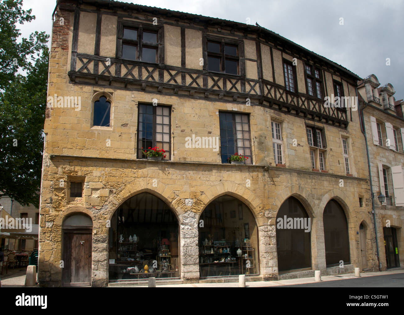 Alte Gebäude aus Stein Rue d ' Albret alte Bergerac Dordogne Aquitanien Frankreich Stockfoto