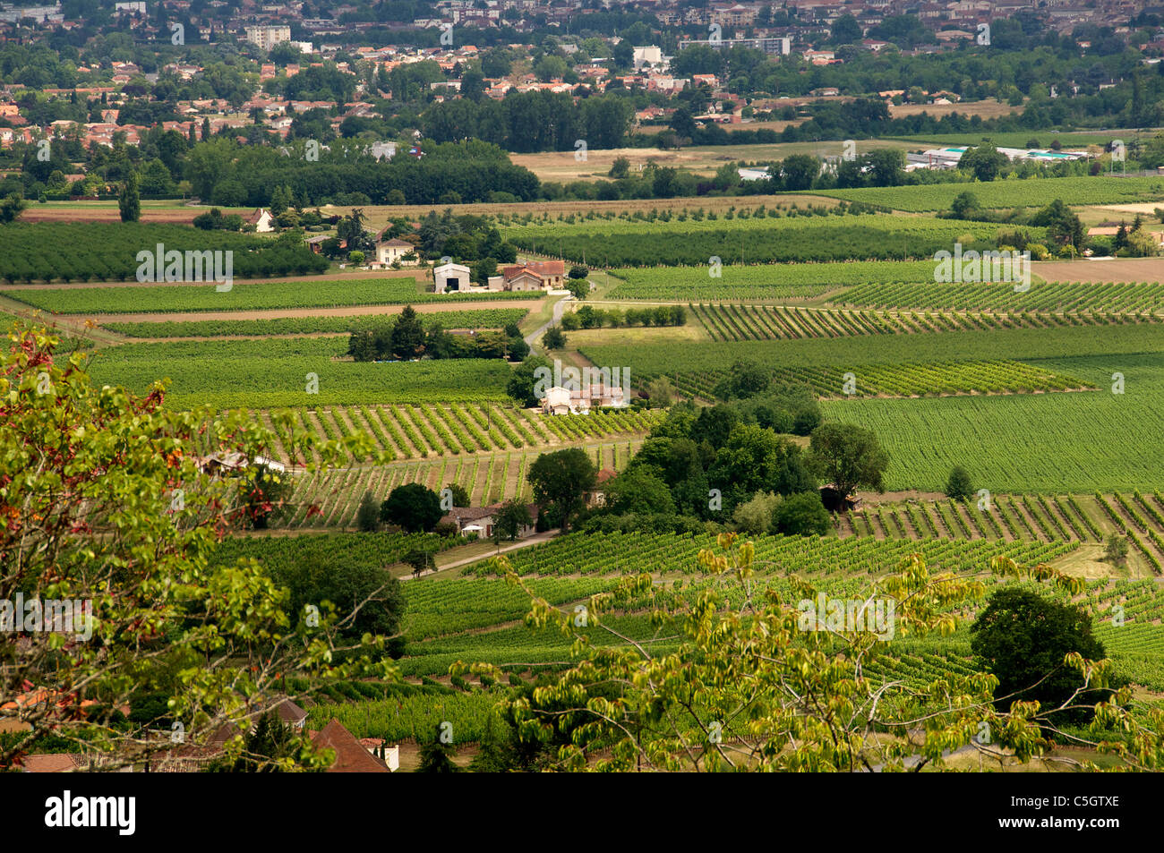 Panoramablick über die Weinberge aus Monbazillac Dordogne Aquitanien Frankreich Stockfoto
