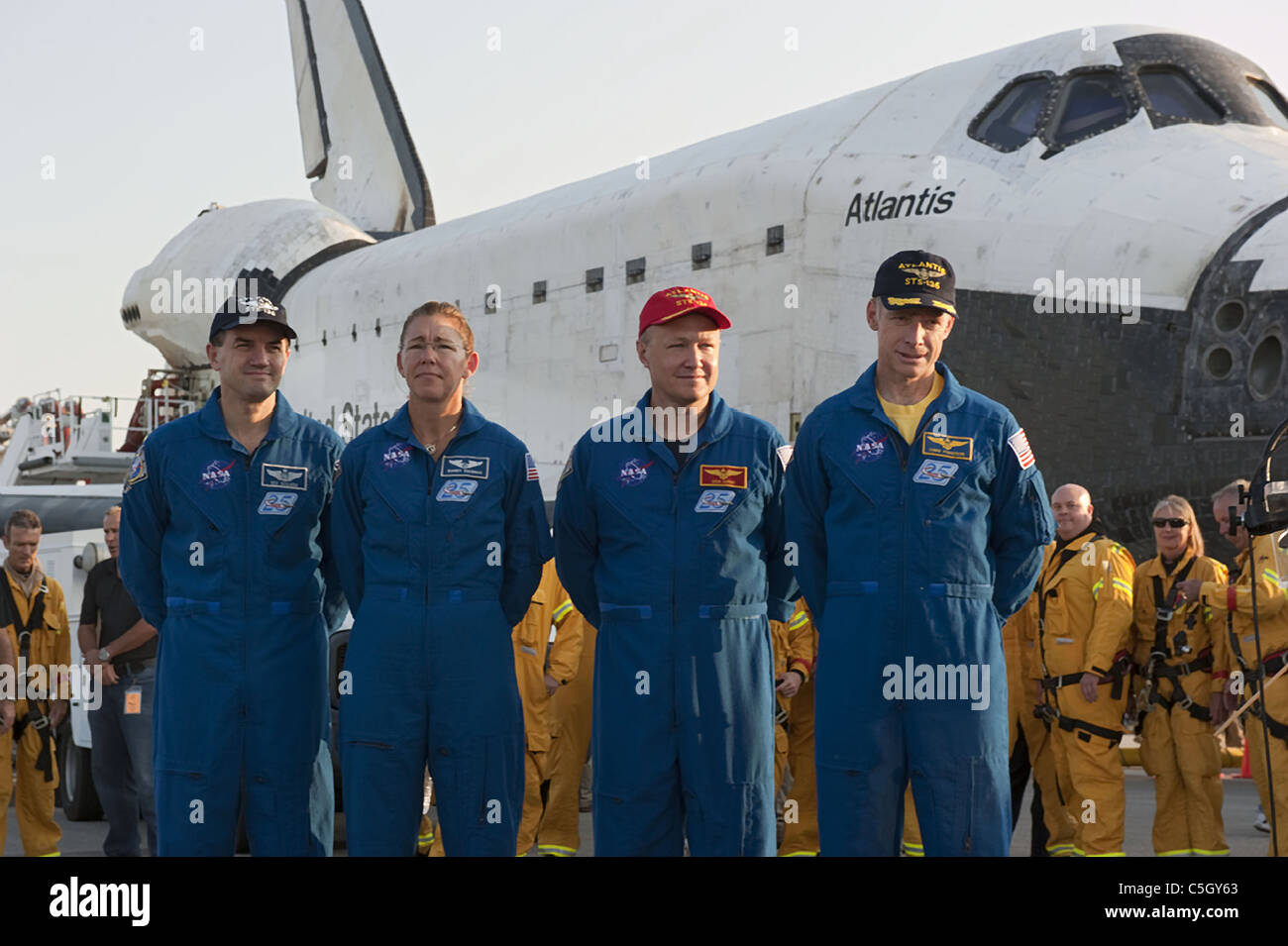 Letzte Mission der Atlantis Space Shuttle Crew Stockfoto
