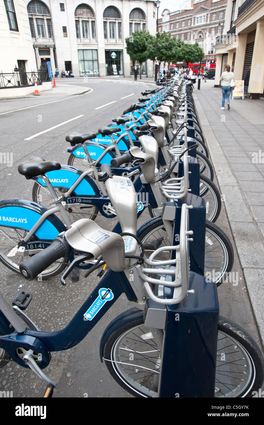 Barclays Cycle Hire in London Stockfoto