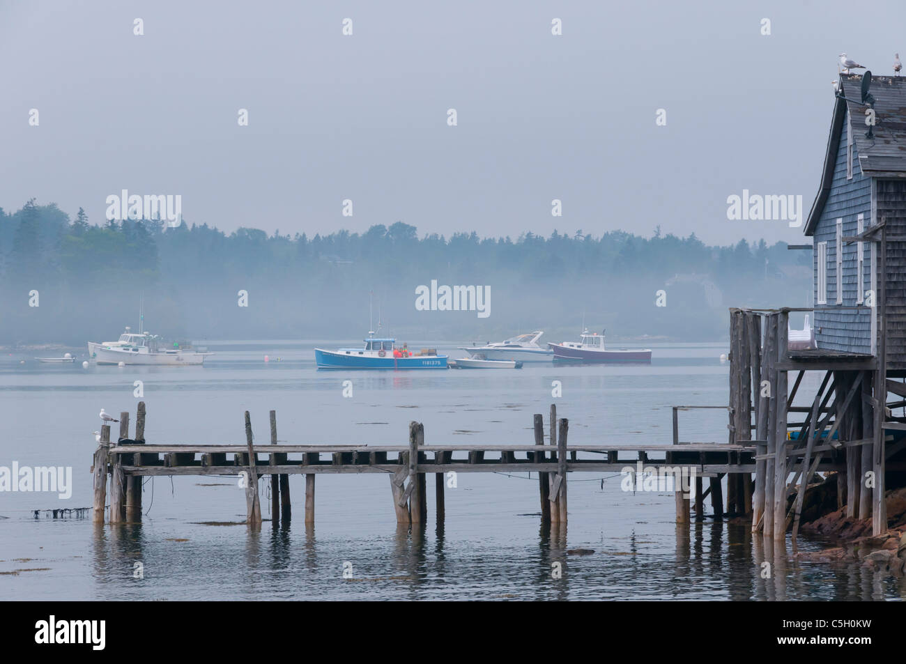 Docks Bass Harbor Maine Vereinigte Staaten von Amerika Stockfoto