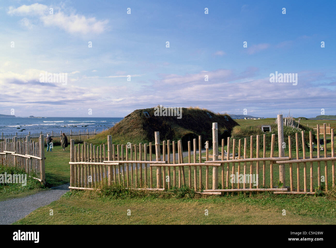 L ' Anse Aux Meadows National Historic Site, UNESCO-Weltkulturerbe, Neufundland und Labrador, Kanada, alte Wikinger-Siedlung Stockfoto