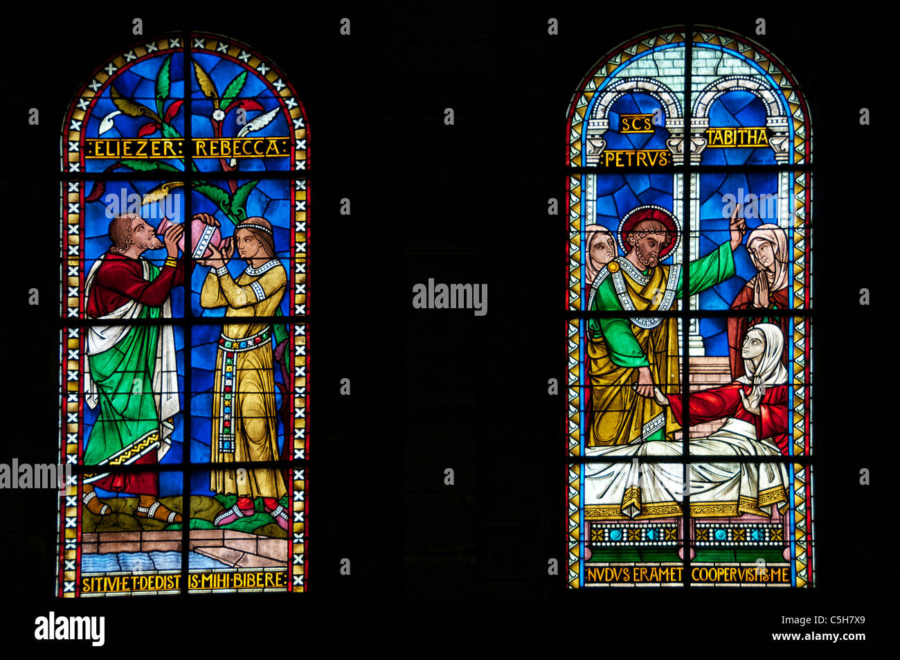 Glasfenster St. Front Kathedrale Périgueux Aquitanien Frankreich Stockfoto