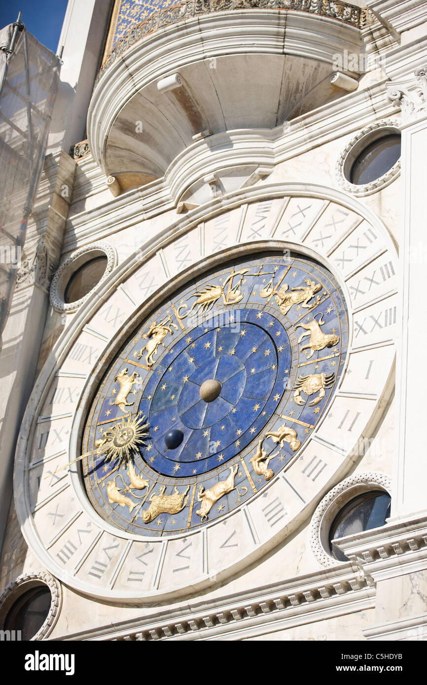 Die astrologische Uhr, Markusplatz entfernt, Venedig, Italien Stockfoto