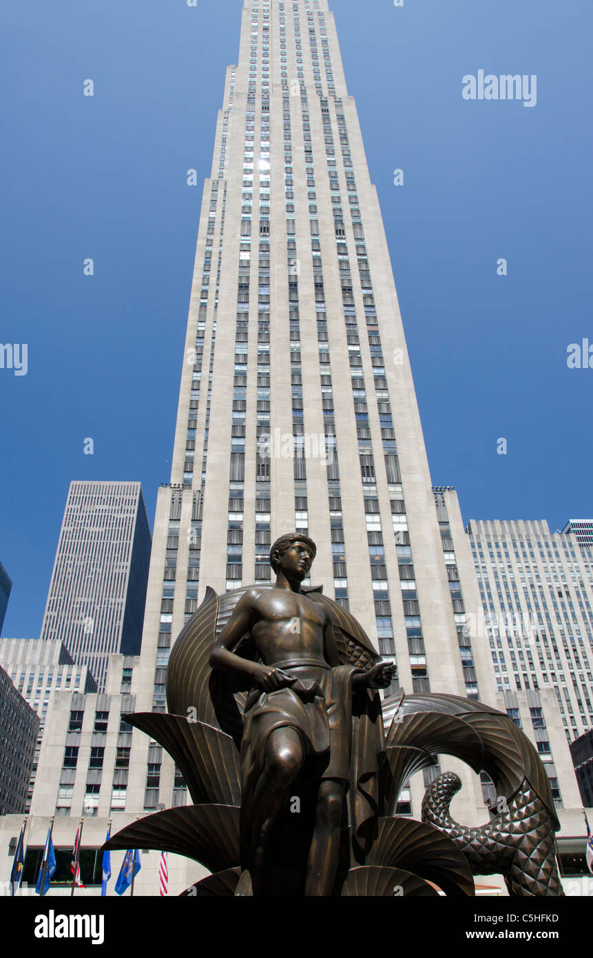 New York, New York City, das Rockefeller Center. GE Building. Stockfoto